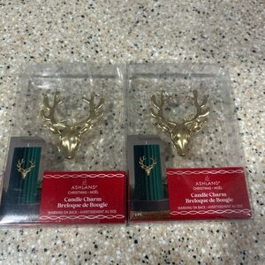 Gold Deer Head Candle Charm Set - 2 Pack